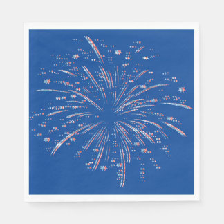 Red and Blue Glitter Fireworks Pappersservett
