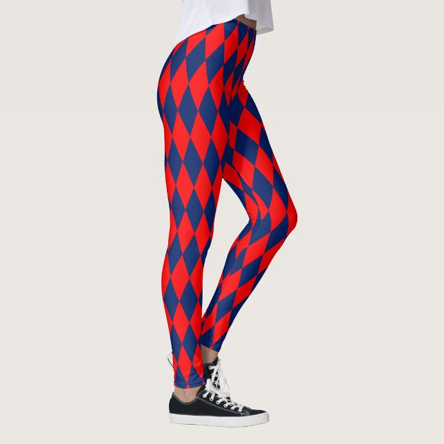 Red and Blue Harlequin Checkered Design  Leggings (Skapare uppladdad)