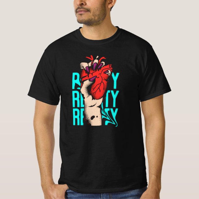 Red and Blue Heart  T Shirt (Framsida)
