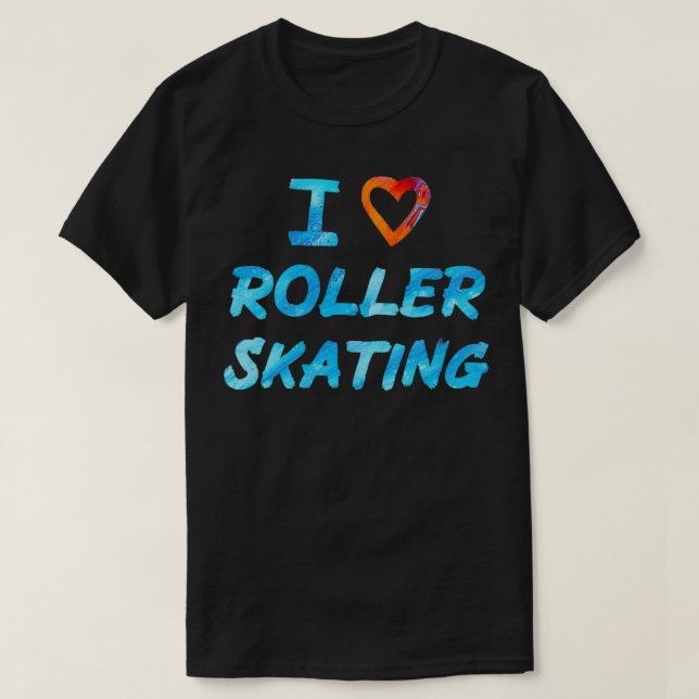 Red and Blue I Kärlek Roller Skating T Shirt (Design framsida)