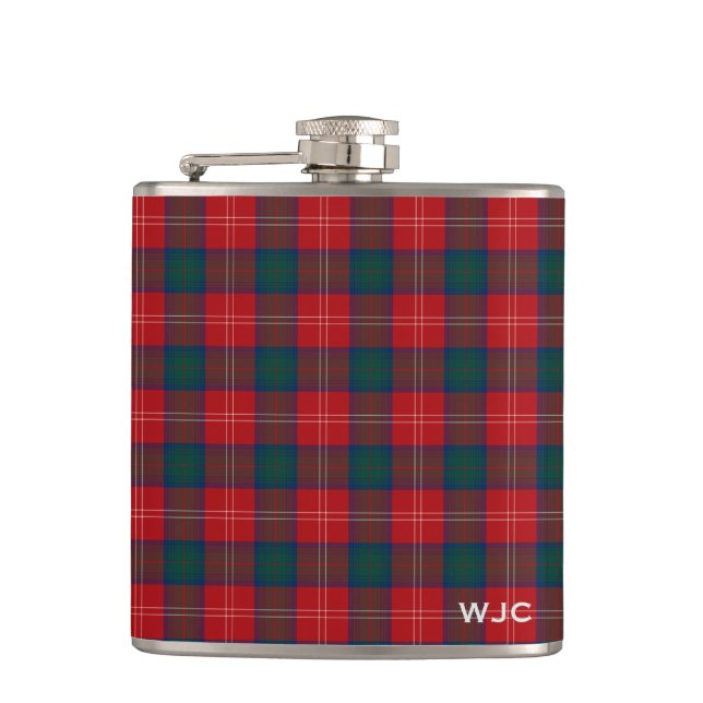 Red and Blue Klan Chisholm Tartan Monogram Fickplunta (Framsidan)