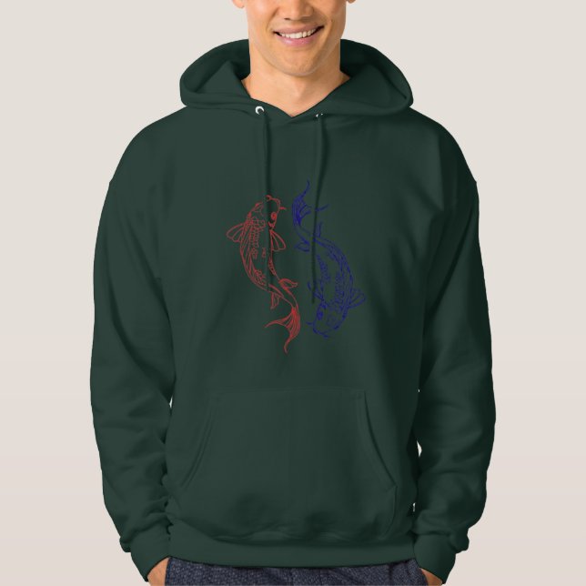 Red and Blue Koi Circle art  Hoodie (Framsida)