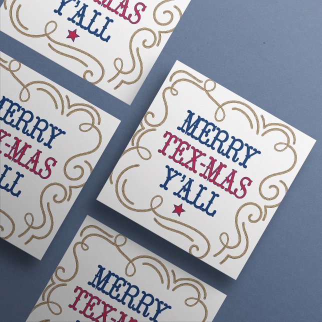 Red and Blue Merry Tex-Mas Y'all Julkort (Skapare uppladdad)