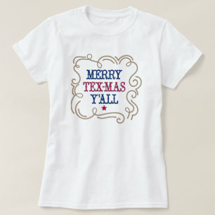 Red and Blue Merry Tex-Mas Y'all T Shirt