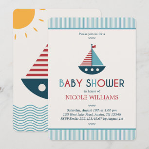 Red and Blue Nautical Baby Shower Inbjudningar