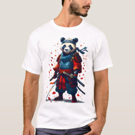 Red and Blue Panda Samurai T Shirt