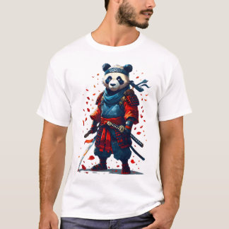 Red and Blue Panda Samurai T Shirt