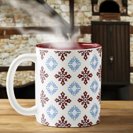 Red and Blue Poland Tile Två-Tonad Mugg