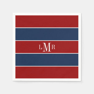 Red and Blue Rugby Rand 3 Brev Monogram Pappersservett
