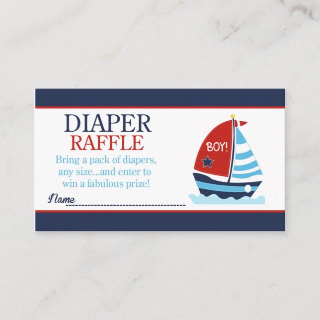 Red and Blue Sailboat Shower Raffle Tilläggskort (Framsida)
