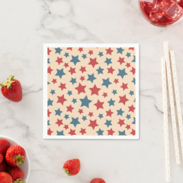 Red and Blue Stars, 4:e juli, Beige Background Pappersservett