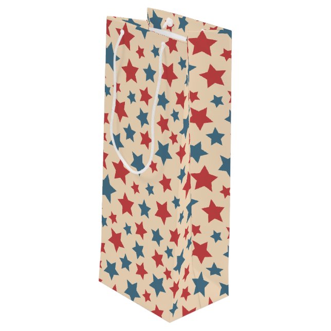 Red and Blue Stars, 4th of July, Beige Background (Baksidan Vinklad)