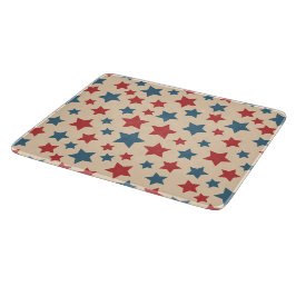 Red and Blue Stars, 4th of July, Beige Background