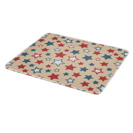 Red and Blue Stars, 4th of July, Beige Background