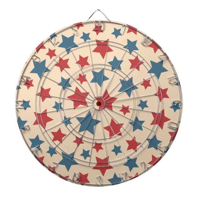 Red and Blue Stars, 4th of July, Beige Background Darttavla (Framsidan)