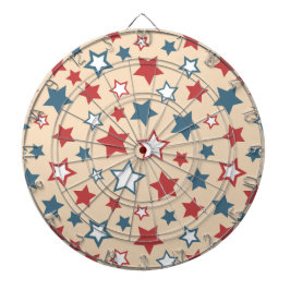 Red and Blue Stars, 4th of July, Beige Background Darttavla