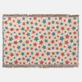 Red and Blue Stars, 4th of July, Beige Background Filt