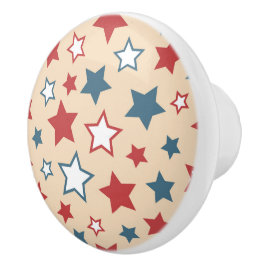 Red and Blue Stars, 4th of July, Beige Background Knopp