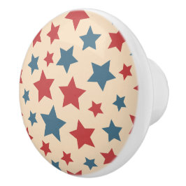 Red and Blue Stars, 4th of July, Beige Background Knopp