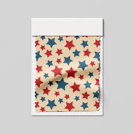 Red and Blue Stars, 4th of July, Beige Background Tyg