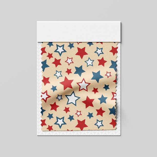 Red and Blue Stars, 4th of July, Beige Background Tyg (Skapare uppladdad)