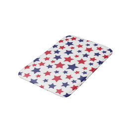 Red and Blue Stars, 4th of July, White Background Badrumsmatta