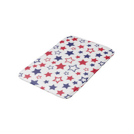 Red and Blue Stars, 4th of July, White Background Badrumsmatta