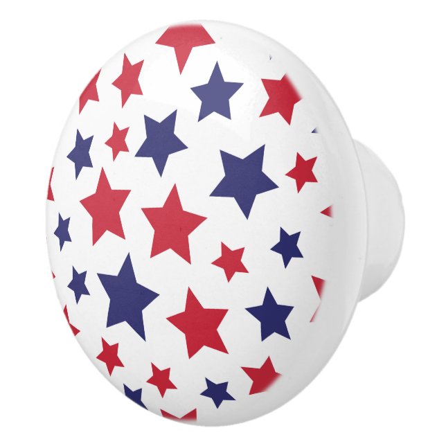 Red and Blue Stars, 4th of July, White Background Knopp (Höger)
