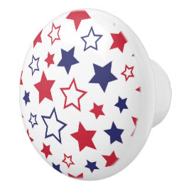 Red and Blue Stars, 4th of July, White Background Knopp