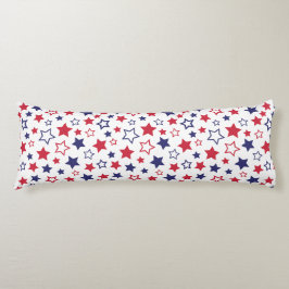 Red and Blue Stars, 4th of July, White Background Kroppskudde