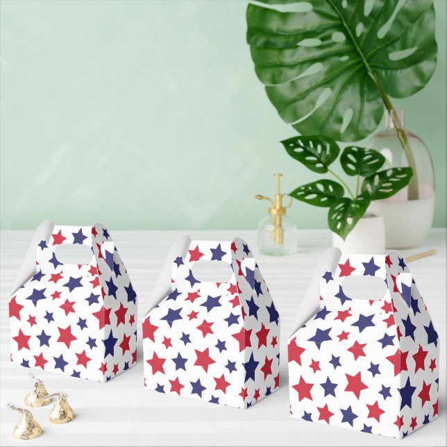 Red and Blue Stars, 4th of July, White Background Presentaskar (Multipel)