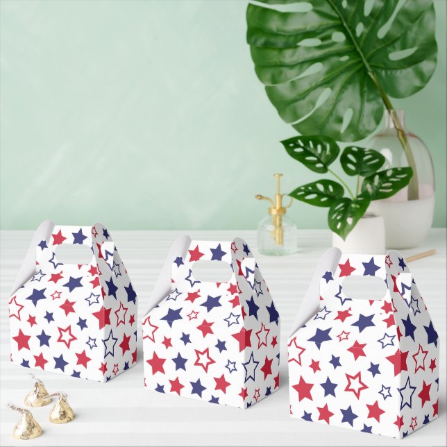 Red and Blue Stars, 4th of July, White Background Presentaskar (Multipel)
