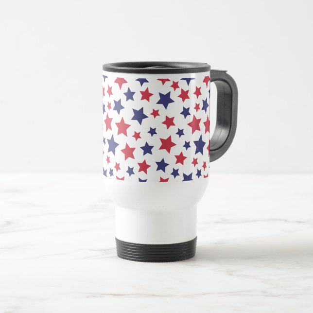 Red and Blue Stars, 4th of July, White Background Resemugg (Framsida höger)