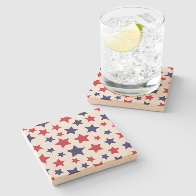 Red and Blue Stars, 4th of July, White Background Stenunderlägg (Sidan)