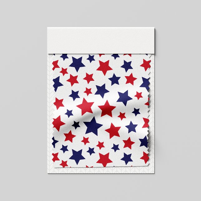 Red and Blue Stars, 4th of July, White Background Tyg (Skapare uppladdad)