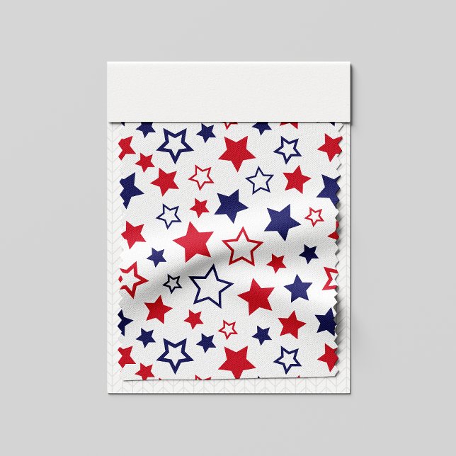 Red and Blue Stars, 4th of July, White Background Tyg (Skapare uppladdad)