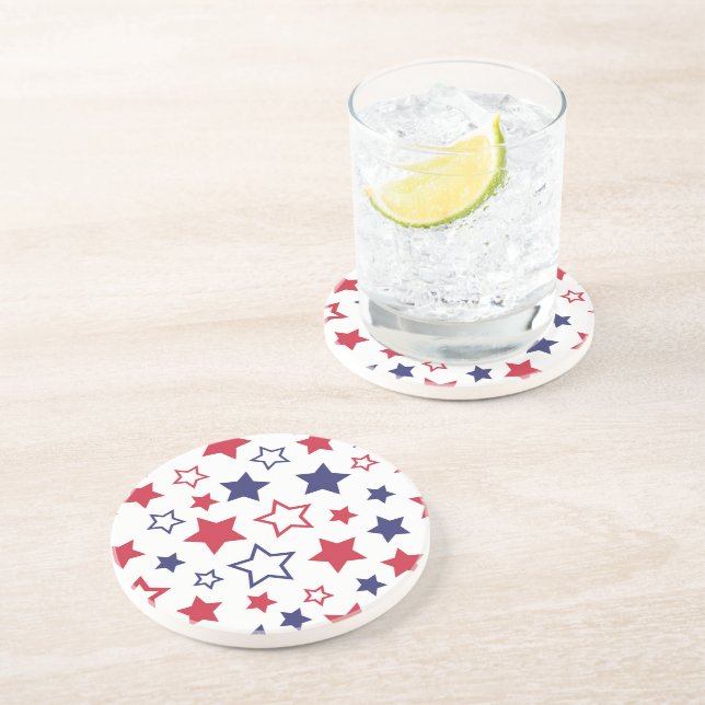 Red and Blue Stars, 4th of July, White Background Underlägg (Sidan)