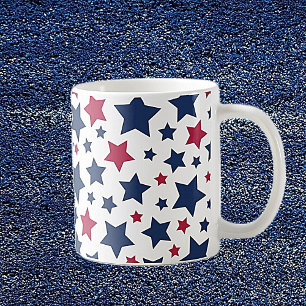 Red and Blue Stars - American flagga mönster Kaffemugg