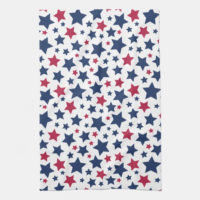 Red and Blue Stars - American flagga mönster Kökshandduk (Vertikal)
