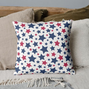 Red and Blue Stars - American flagga mönster Kudde