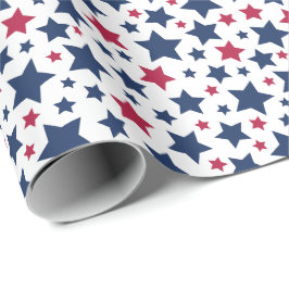 Red and Blue Stars - American flagga mönster Presentpapper