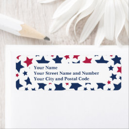 Red and Blue Stars - American flagga mönster Returadress Etikett