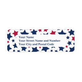 Red and Blue Stars - American flagga mönster Returadress Etikett