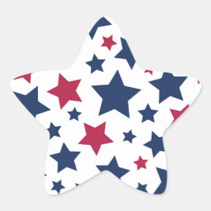 Red and Blue Stars - American flagga mönster Stjärnformat Klistermärke