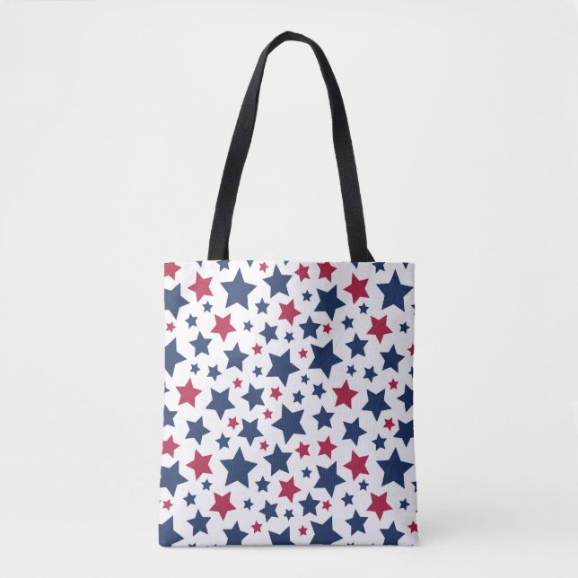 Red and Blue Stars - American flagga mönster Tygkasse (Framsida)