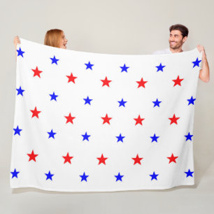Red and Blue Stars - Starry Himlar Mönster Fleecefilt