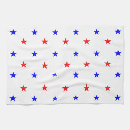Red and Blue Stars - Starry Himlar Mönster Kökshandduk