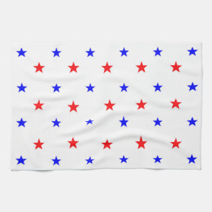 Red and Blue Stars - Starry Himlar Mönster Kökshandduk