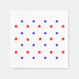 Red and Blue Stars - Starry Himlar Mönster Pappersservett