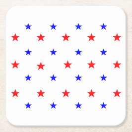 Red and Blue Stars - Starry Himlar Mönster Underlägg Papper Kvadrat